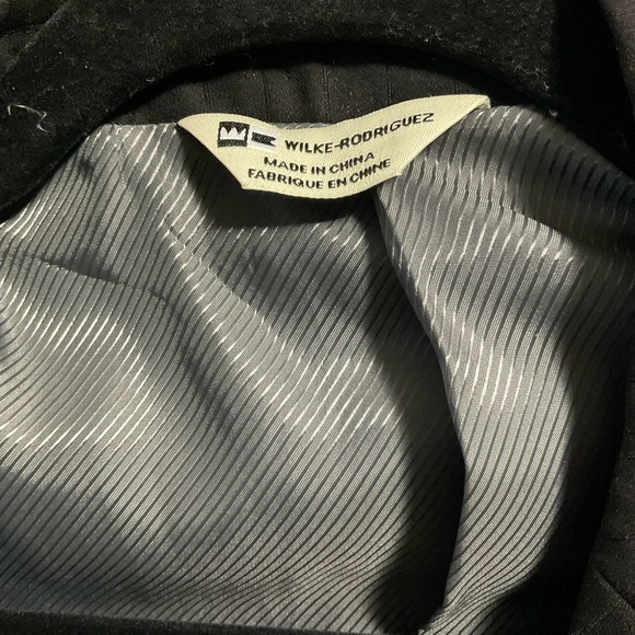 WILKE-RODRIGUEZ Moores Black Striped Suit Jacket 38S - Picture 3 of 5